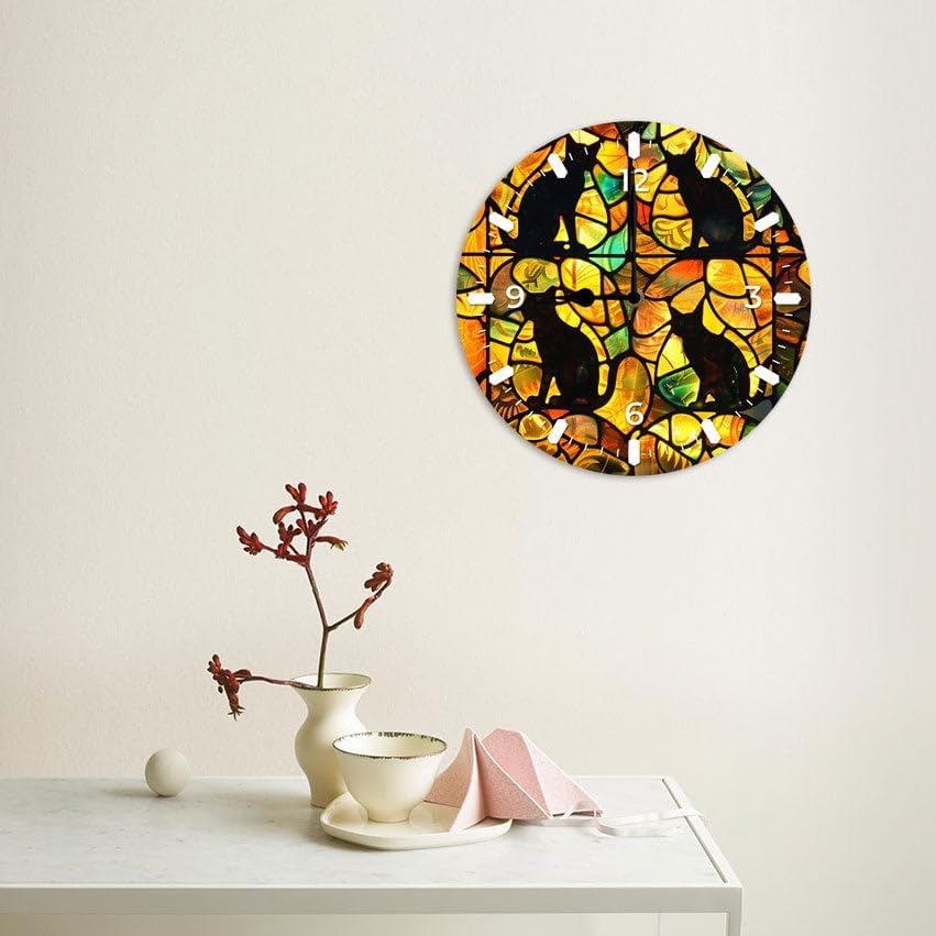 10 in Cats -3 Wood Wall Clock – Digital Time Display, Smart Home Compatible for Bedside or Workspace