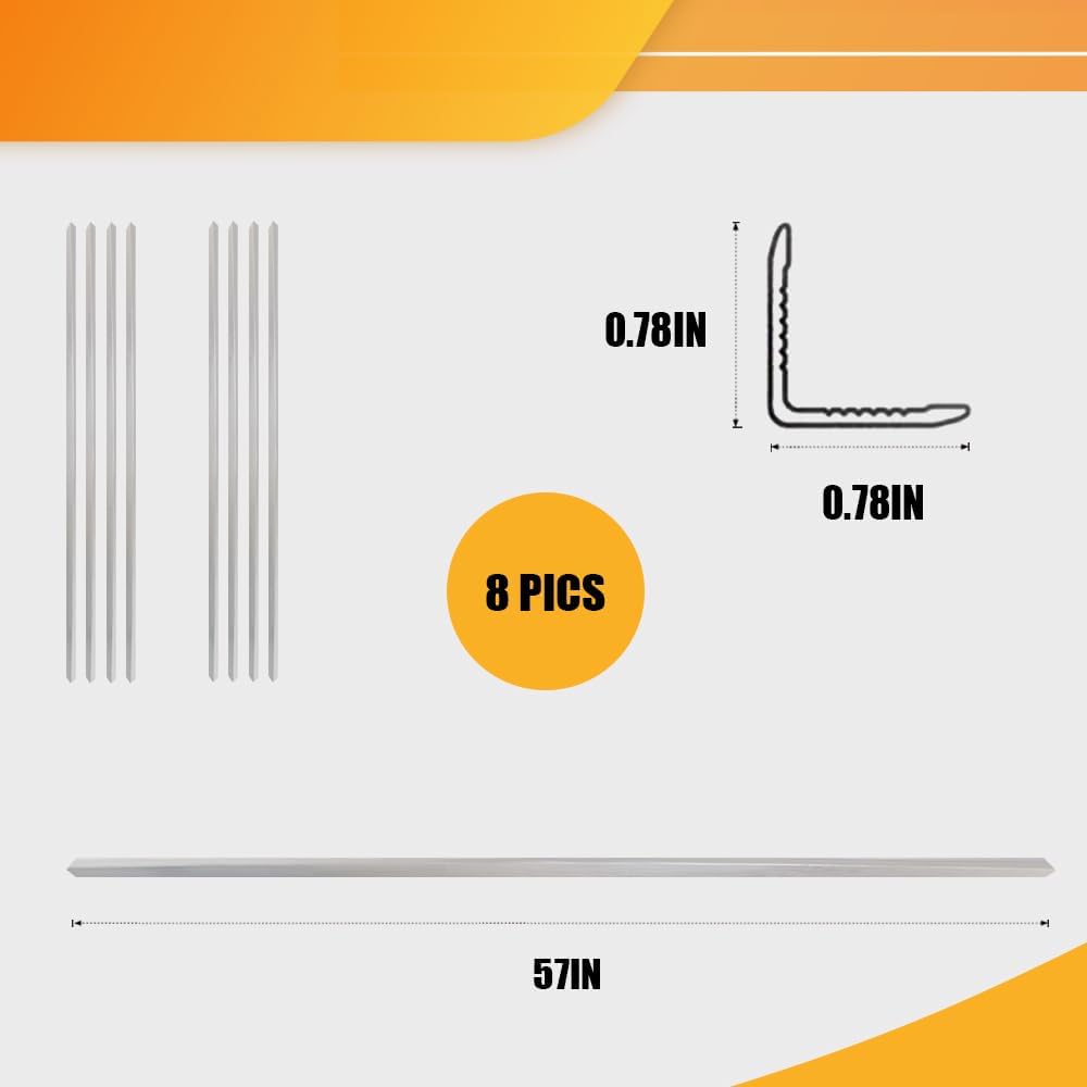 OUZUGIE 8-Pack 57 Inches, WPC Slat Wall Panel Trim,Corner Guard for High Grille (Metallic Silver)