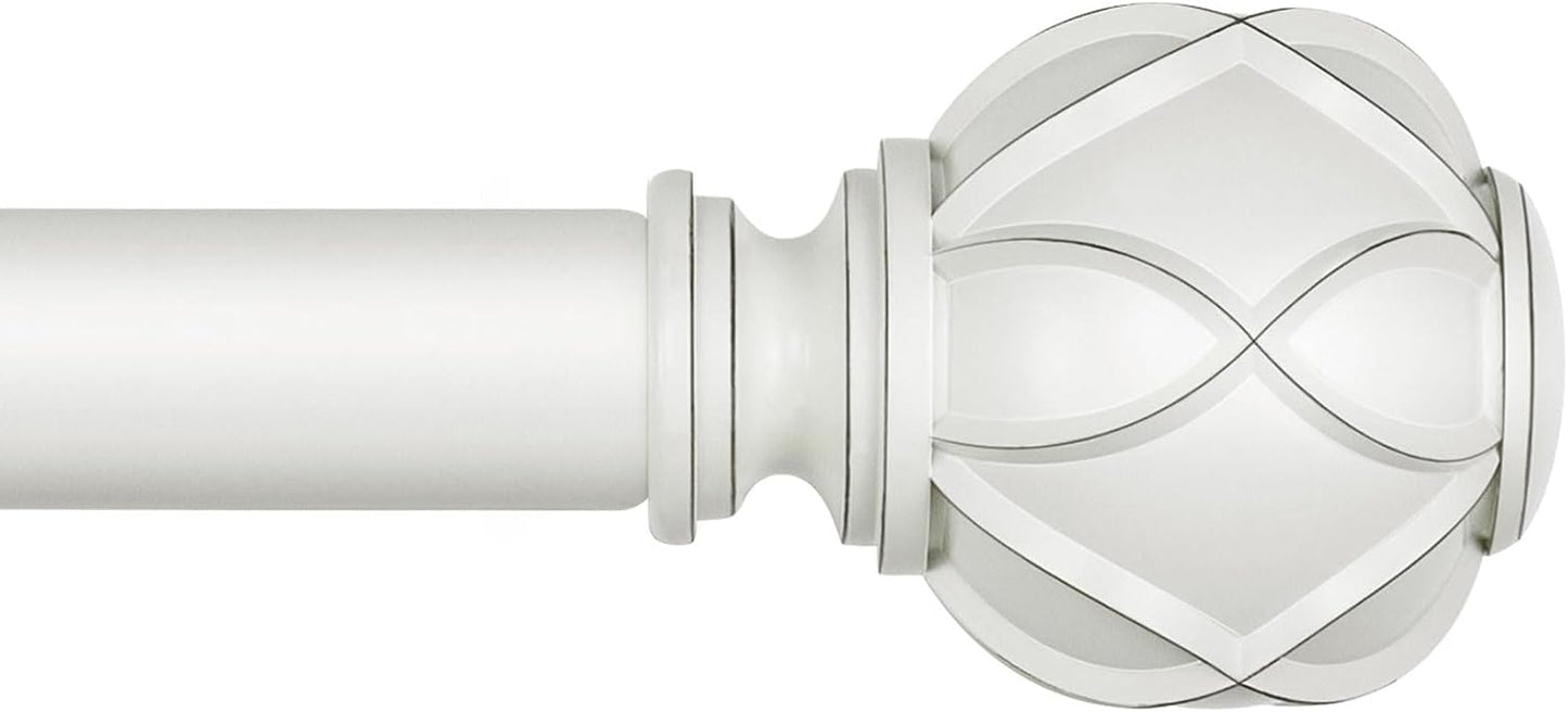 KAMANINA Curtain Rod 32 to 58 Inch(2.6-4.8Ft), Heavy Duty White Curtain Rods for Windows, 7/8 Inch Single Drapery Rod Adjustable, Decorative Netted Texture End