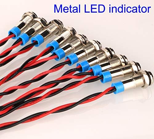 10pcs 6mm Waterproof Wired LED Indicator Light AC/DC 12-24V (Blue)