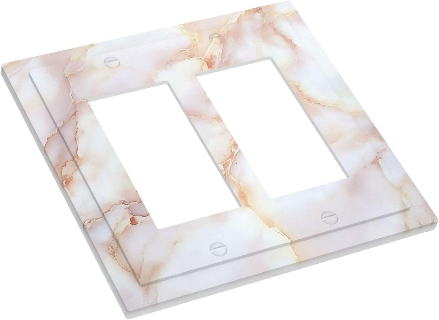 Decorative Outlet Covers Pink Jade Marble Granite 2 Gang Double Gfci Rocker Electrical Wall Panels Light Switch Cover Plate For Bathroom Kitchen Decor