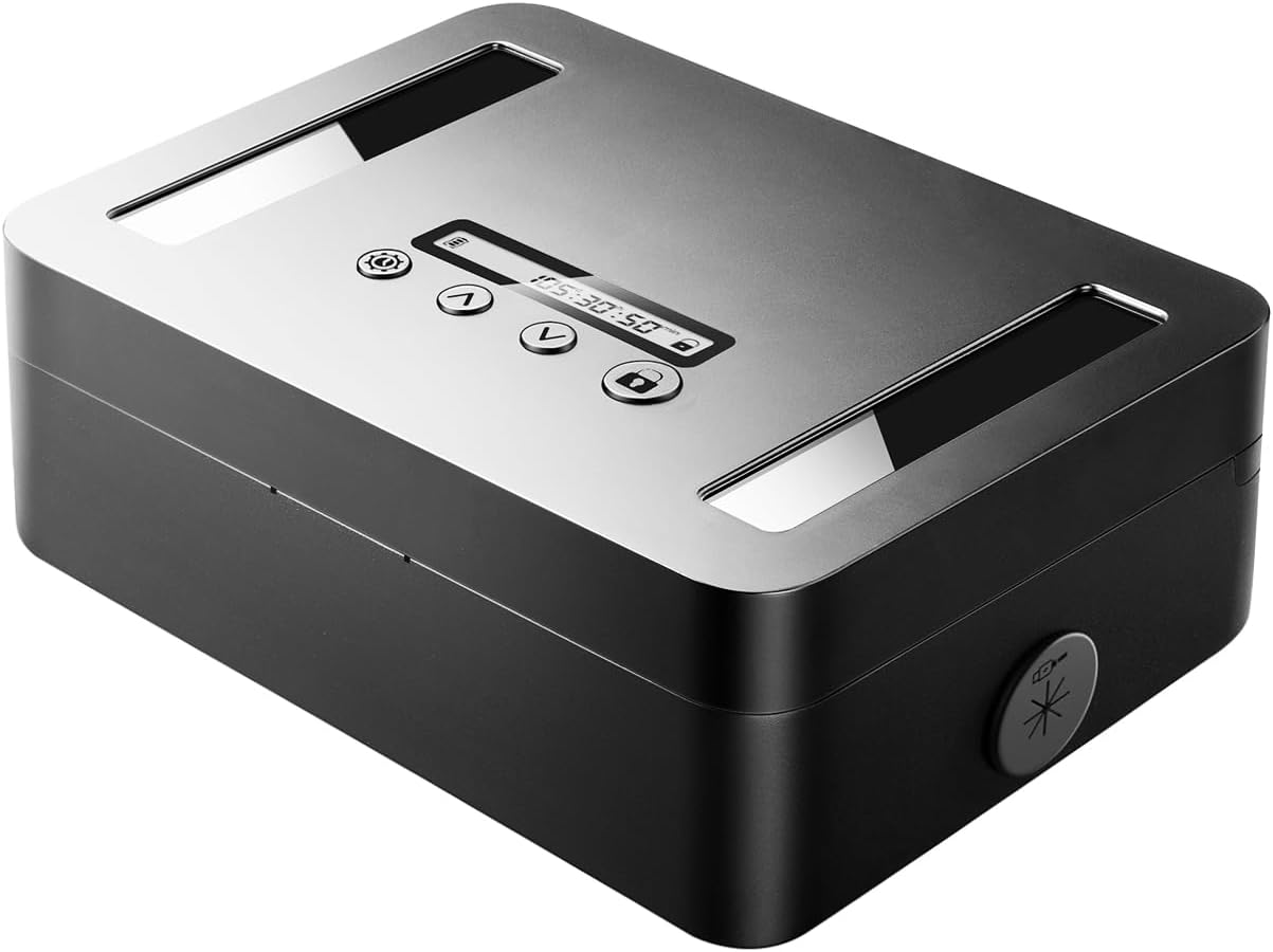 Vaydeer Safe Timed Lock Box with Handle-Phone Lock box with Timer Unplug from Phones, Video games, Social media, Snacks&Cravings,Self-Control Lockable Storage Box Boost Your Mental Health