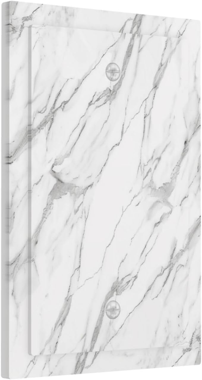 Decorative Light Switch Cover Plate Modern Grey Marble Texture 1 Gang No Device Single Blank Outlet Covers Wall Plates for Electrical Outlets Faceplate for Bedroom Kitchen Home Decor