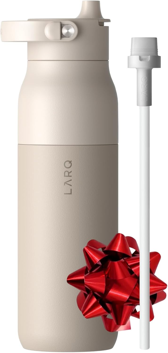 LARQ Bottle Swig Top 23oz - Insulated Reusable Stainless Steel Water Bottle With Built-In Silicone Handle | BPA Free | For Sports, Gym, and Travel | Mojave Dune