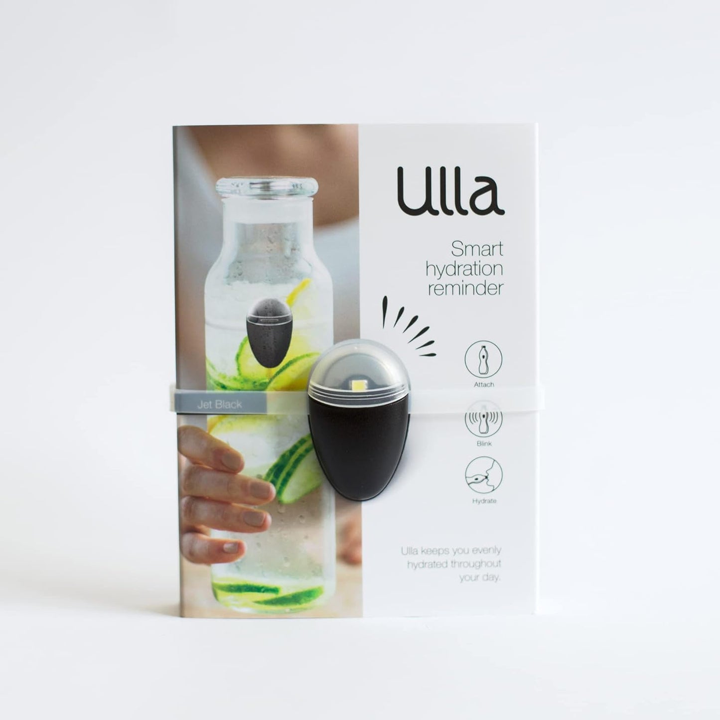 ULLA Smart Light for Water Bottle, Small Hydrate Reminder, Fits Most Water Bottles, Lights Up When Time to Drink, Hydration Intake Planner, Home & Office Use, BPA Free - Black