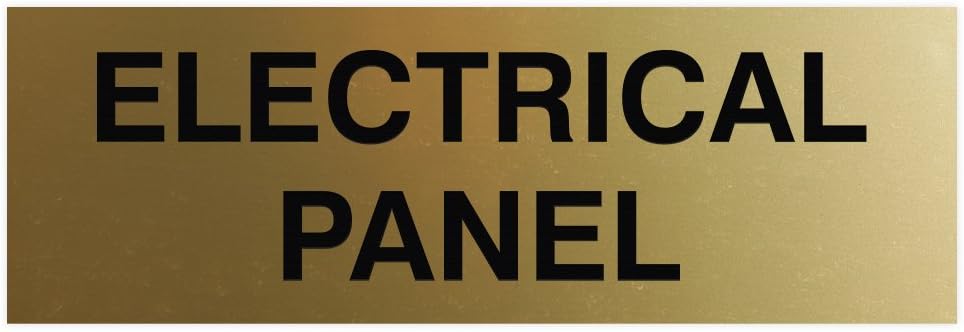 All Quality Basic Electrical Panel Sign - Fire Regulation Safety Compliance Sign - Brushed Gold - Small (1 Pack)