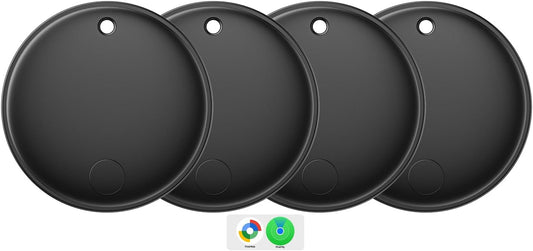 Eelexa Smart Tag Tracker, Dual System Air Tracker Tag for iOS and Android, Compatible with Apple Find My or Google Find Hub Smart Keys Finder Item Locator with Waterproof&Light (Black-4Pack)