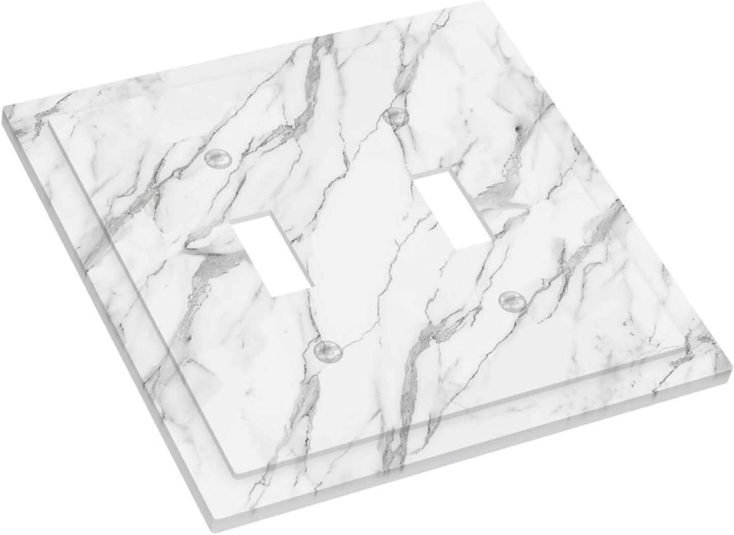 Decorative Light Switch Cover Plate Modern Grey Marble Texture 2 Gang Outlet Covers Double Toggle Wall Plates for Electrical Outlets Switch Plate Covers Faceplate for Kitchen Home Decor