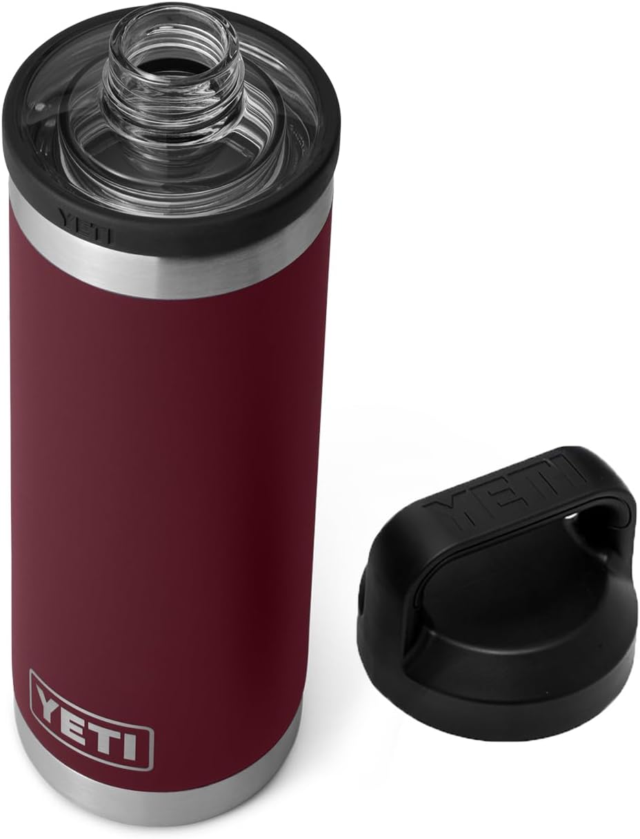 YETI Rambler 18 oz Bottle, Leakproof, Vacuum Insulated, Stainless Steel with Chug Cap, Wild Vine Red