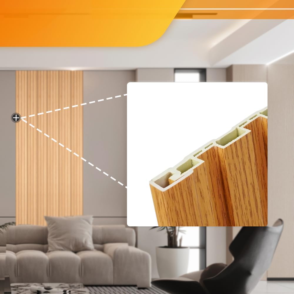OUZUGIE 8-Pack 57 Inches, WPC Slat Wall Panel Trim,Corner Guard for Low Grille (Oak)