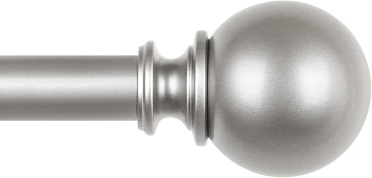 KAMANINA Long Curtain Rods for Windows 72 to 144 Inches, Silver Curtain Rod 32 to 144 Inches (2.6-12ft), 7/8 Inch Decorative Drapery Rods with Round Finials