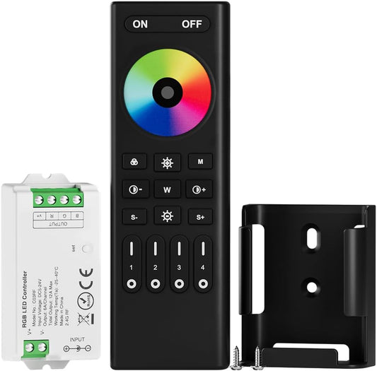 BTF-LIGHTING RF 2.4GHz Wireless Remote RC03RFB & C03RF Tuya Controller Kit 4 Zones Group Control PWM 5050SMD FCOB COB RGB (+ R G B) 4pin LED Strip DC5V DC12V DC24V