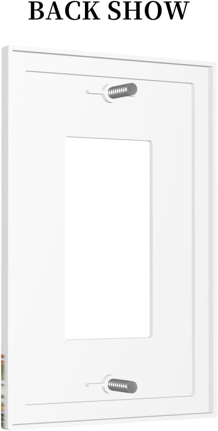 Decorative Outlet Covers White Background Colorful Flowers Plants Green Leaves 1 Gang Single Rocker Light Switch Cover Plate GFCI Wall Plates Electrical Switch Plate Cover for Bedroom Home Decor