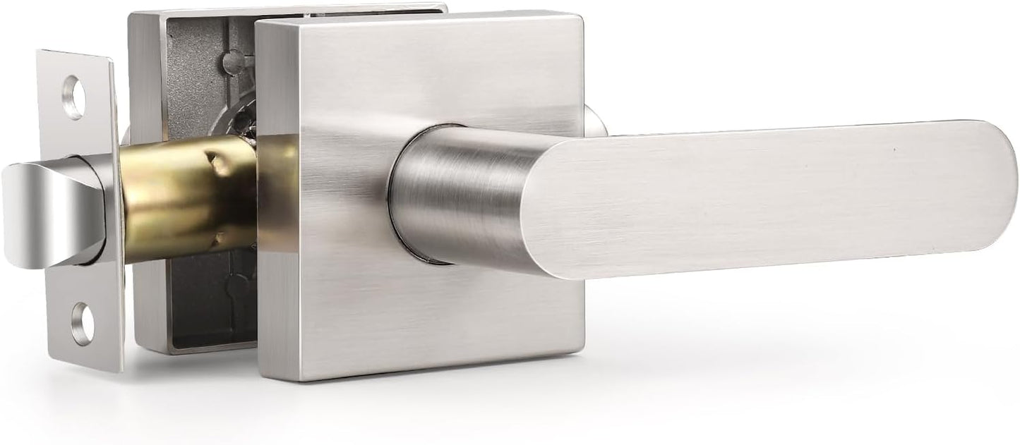 KNOBWELL 1 Pack Interior Door Handle,Satin Nickel Finish Door Levers, Passage Knob for Closet Hallway, Zinc Alloy Construction, 250,000-Cycle Durability