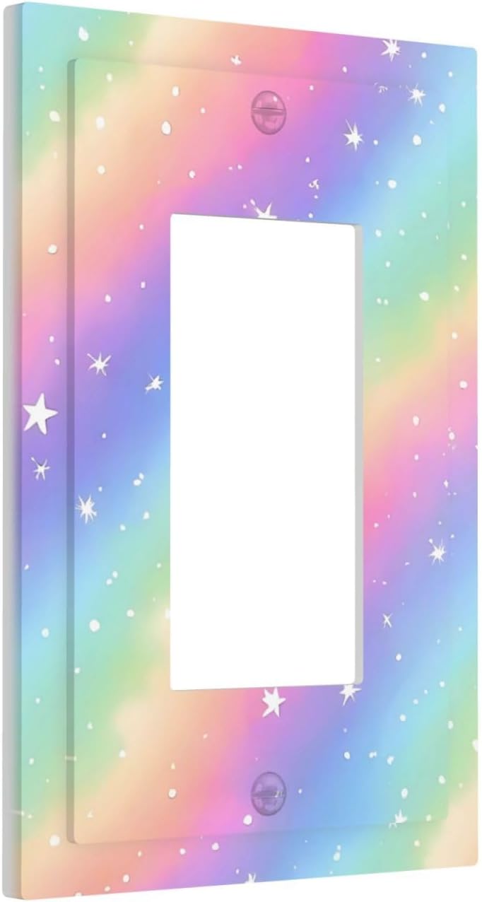 Decorative Outlet Covers Pink Blue Purple Iridescent Rainbow 1 Gang Rocker Light Switch Cover Plate Single Wall Plates for Electrical Outlets Switch Plate Covers Faceplate for Home Decor