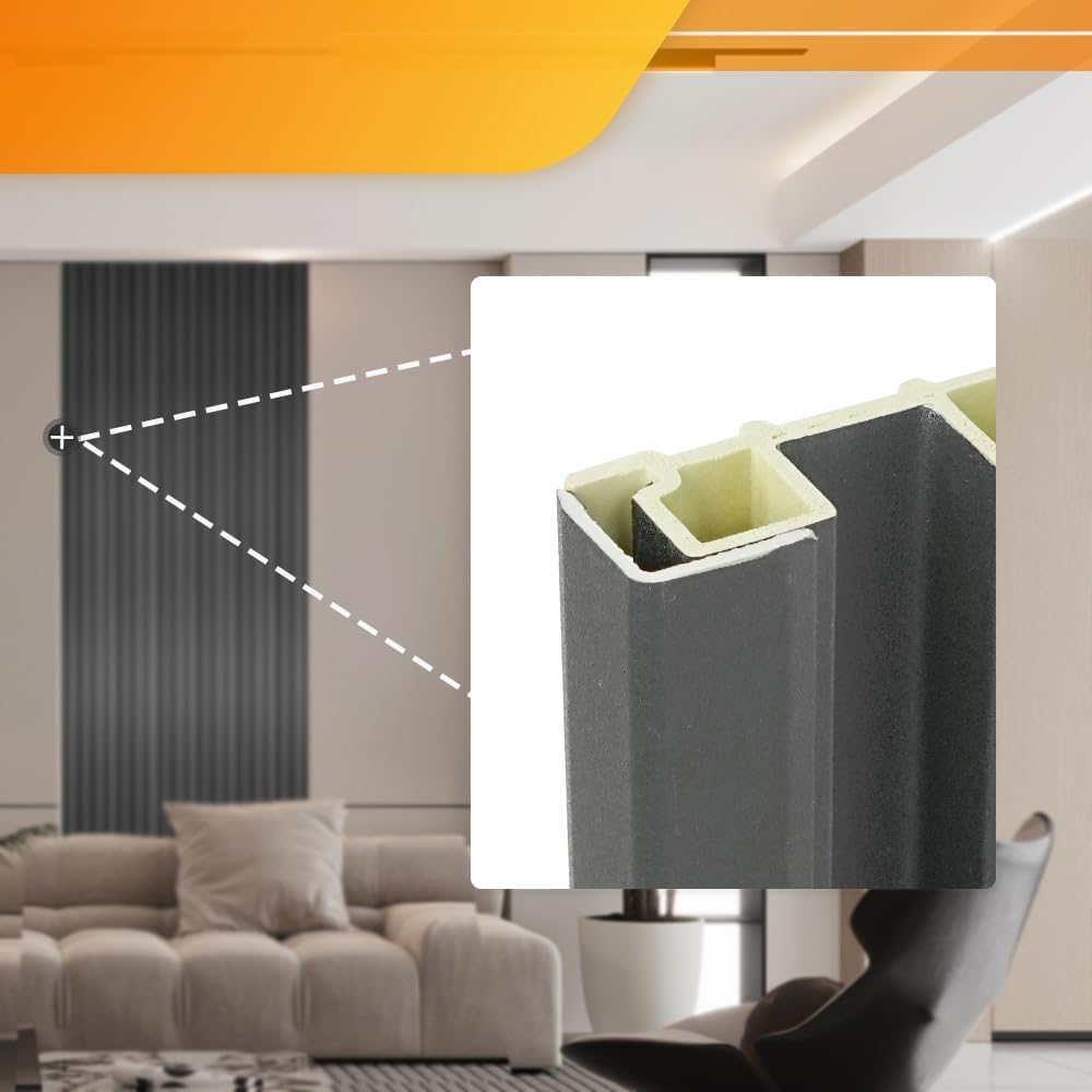 OUZUGIE 8-Pack 57 Inches, WPC Slat Wall Panel Trim,Corner Guard for High Grille (Metallic Dark Gray)