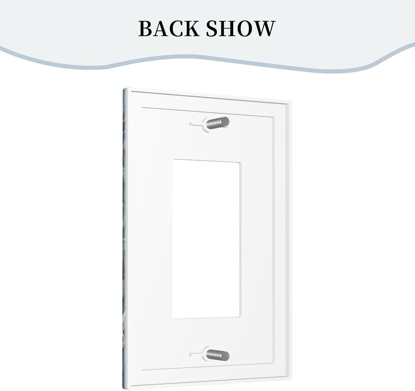 White Flowers Green Leaves Single Decora Outlet Wall Plate 1 Gang Rocker Decorative Switchplate Faceplate GFCI Light Switch Covers for Home Living Decor