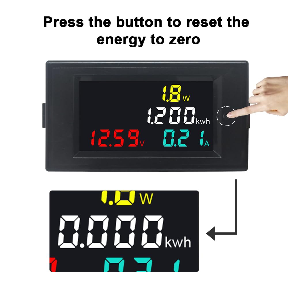 KETOTEK Voltmeter Ammeter DC 14-600V 20A, 4 in 1 Multimeter Panel Kwh Volt Amp Watt Meter, Digital Power Meter Energy Monitor DC Current Meter with Built-in Shunt
