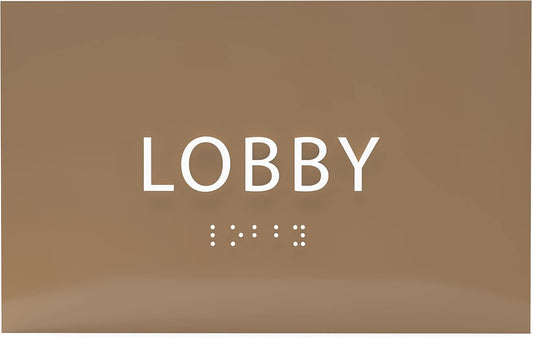 6" X4" Lobby Sign - Tactile Graphics Grade 2 Braille Text Reception Area Sign| Utility ADA Compliant Wall Mount Plastic Signs For Hospital, Offices, Businesses & Apartments