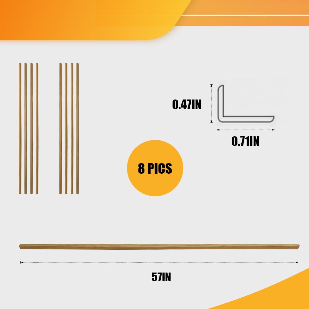 OUZUGIE 8-Pack 57 Inches, WPC Slat Wall Panel Trim,Corner Guard for Low Grille (Oak)