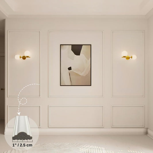 Peel and Stick Wall Molding Package Ready to Assemble, Pre-Cut Factory Primed, Wall Panel Kit, Wall Molding Package - Wall Trim Kit (Model-3)