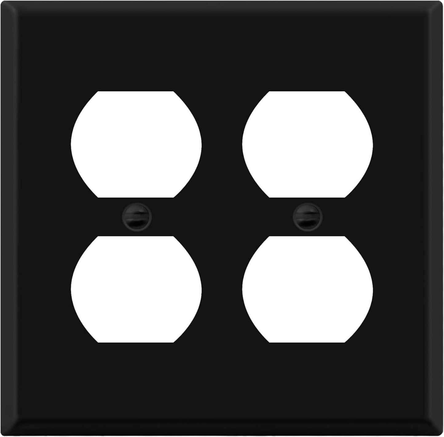 ENERLITES Double Duplex Receptacle Metal Wall Plate, Corrosion Resistant, Standard Size 2-Gang 4.50" x 4.57", Powder Coated Stamped Steel, 7722-BM, Black Matte