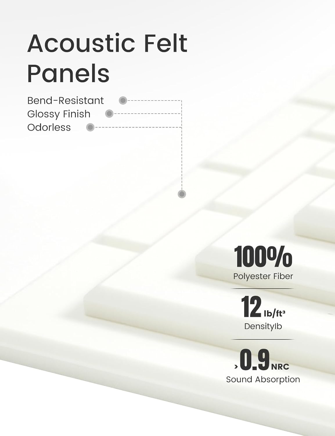Felt Bulletin Board Tiles Large 48" x 36" Cork Board Alternative-12 Pack with 70 Adhesive Tabs, Thick Slat Wall Panels for Office Decor, Push Pin Board Wall Organizer Alternative-Milky White