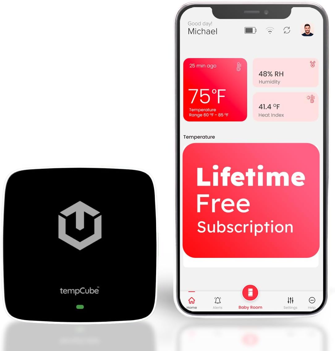 Pack of 2 WiFi Temperature & Humidity Sensor | Connects 2.4 GHz – Real-Time 24/7 Monitoring | No Subscription | Data Logger | Unlimited Text/Email Alerts | Freezer, Medical & Food Storage