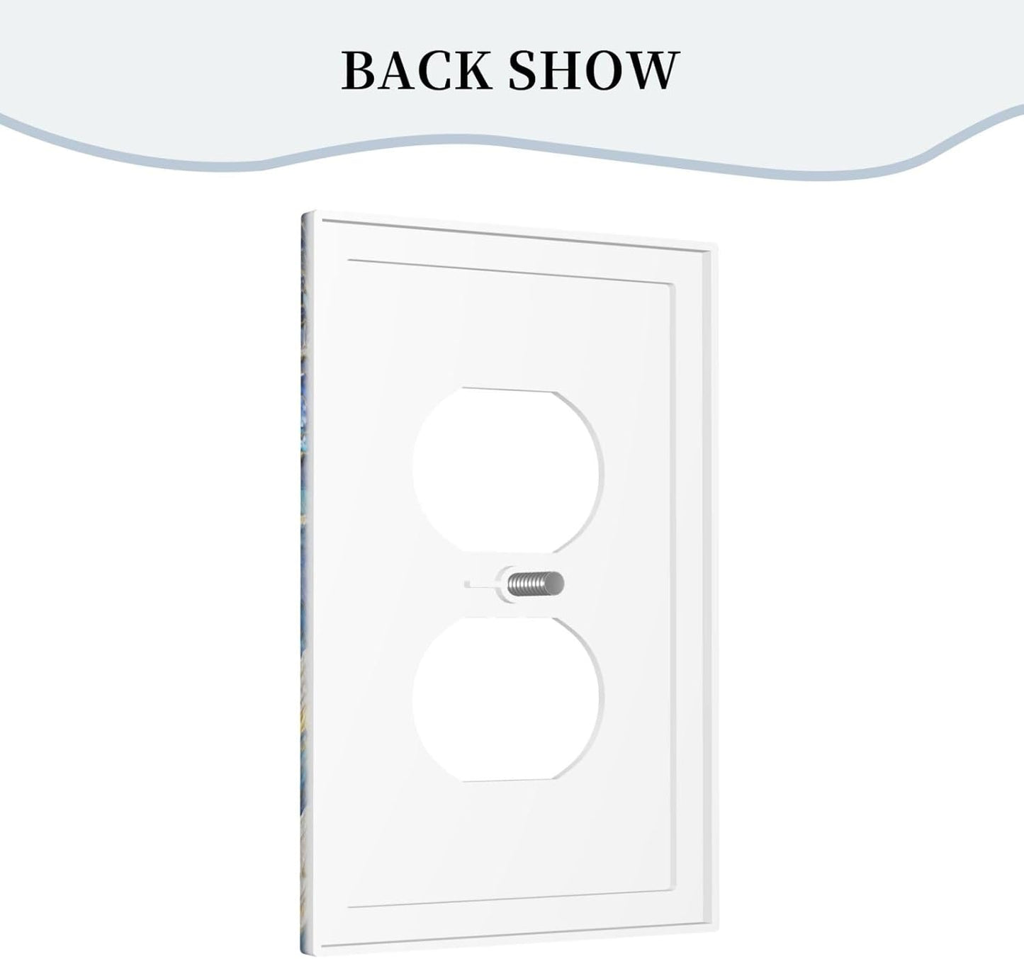 Decorative Outlet Covers Blue White Flower Gold Line Cloud 1 Gang Duplex Light Switch Cover Plate Unique Wall Plates for Electrical Outlets Switch Plate Covers for Bedroom Home Decor