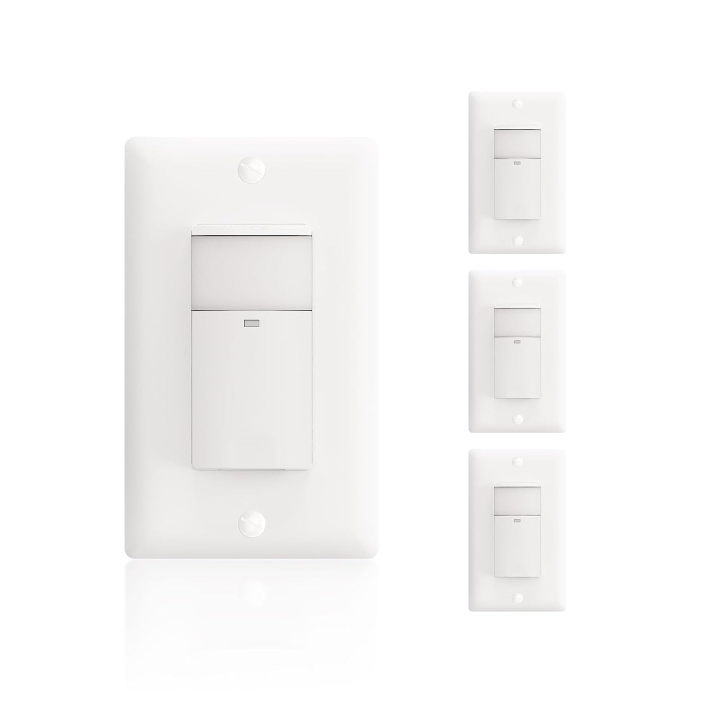 ECOELER PIR Motion Sensor Light Switch, Occupancy Motion Detector Wall Switch with Sensitivity & Delay Adjustable, Neutral Wire Required, Single Pole, for Hallway, Bathroom, Storage Room, 4 Pack