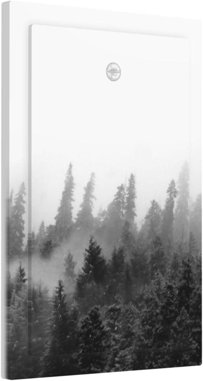 Light Switch Cover Plate Fores Black White Landscape Misty Woods 1 Gang No Device Blank Electrical Wall Plates Faceplate Decorative Switch Plate For Farmhouse Cabin Decor