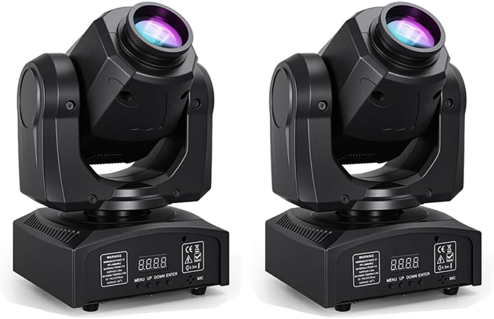 MINGJIE 60W LED Moving Head Stage Lights with DMX512 Control - 8 Gobos & 8 Colors, Sound Activated, 540° Pan & 270° Tilt, Compact DJ Light for Wedding, Party Stage Lighting (1Pack=2PCS)