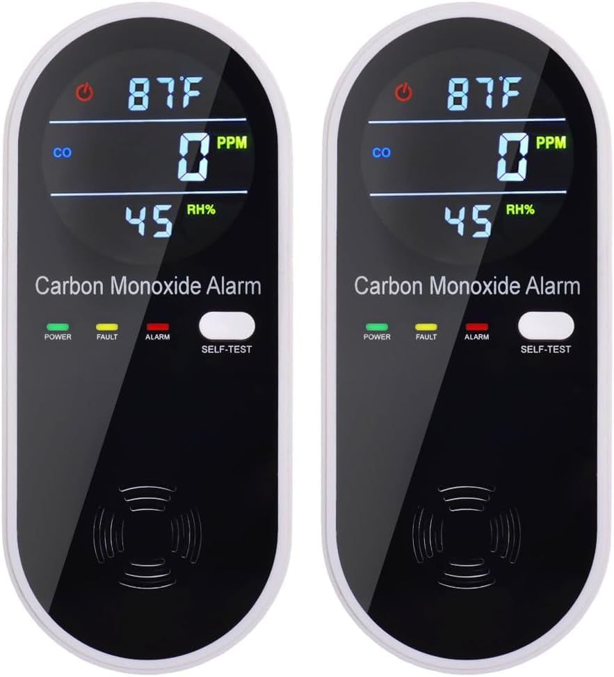 3 in 1 Carbon Monoxide Detector, KH Alert Portable Carbon Monoxide Detectors for Travel, Plug in Carbon Monoxide Detector with Temperature Humidity Sensor Built-in, Easy to Read & Install