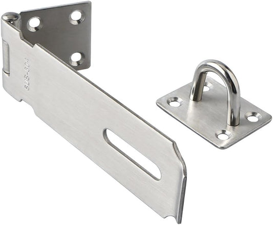 Alise Door Lock Hasp Latch, 5 inch SUS 304 Stainless Steel Safety Packlock Clasp Hasp Lock Latch with Fixing Screw for External Doors Window Cabinet Pet Cage, Brushed Nickel MS9-5B