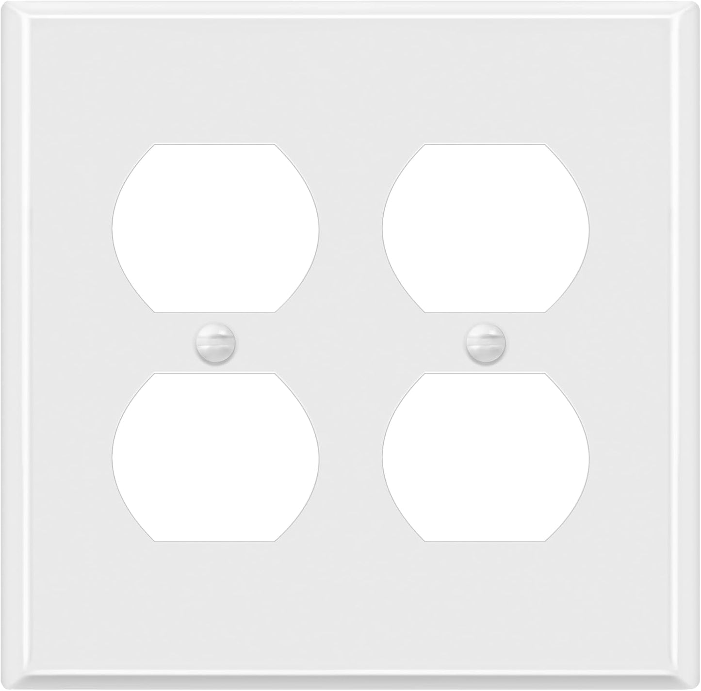 ENERLITES Double Duplex Receptacle Metal Wall Plate, Corrosion Resistant, Standard Size 2-Gang 4.50" x 4.57", Powder Coated Stamped Steel, 7722-WG, White Gloss