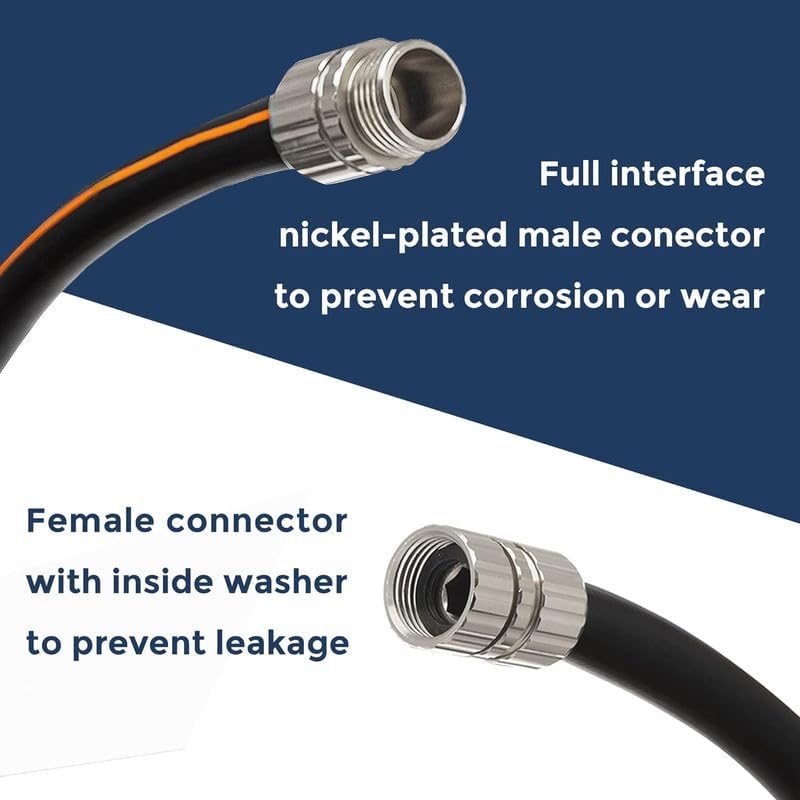 Giraffe Tools Garden Hose 50ft x 5/8", Custom Length, Heavy Duty, No Kink, Flexible, Rubber Garden Hose, Leakproof Water Hose with Male to Female Fittings, 600 Burst PSI