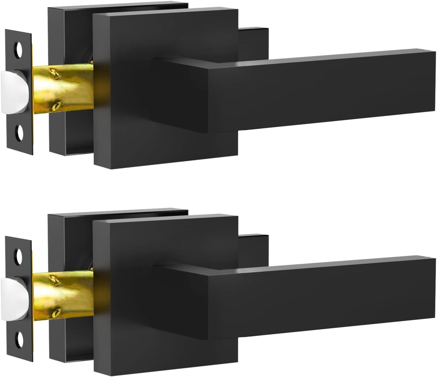 Passage Door Lever, Matte Black Interior Door Handles for Hallway& Closet Heavy Duty Non-Locking Lever Sets Keyless Door Knobs Lockset for Right & Left Side Door, 2 Pack
