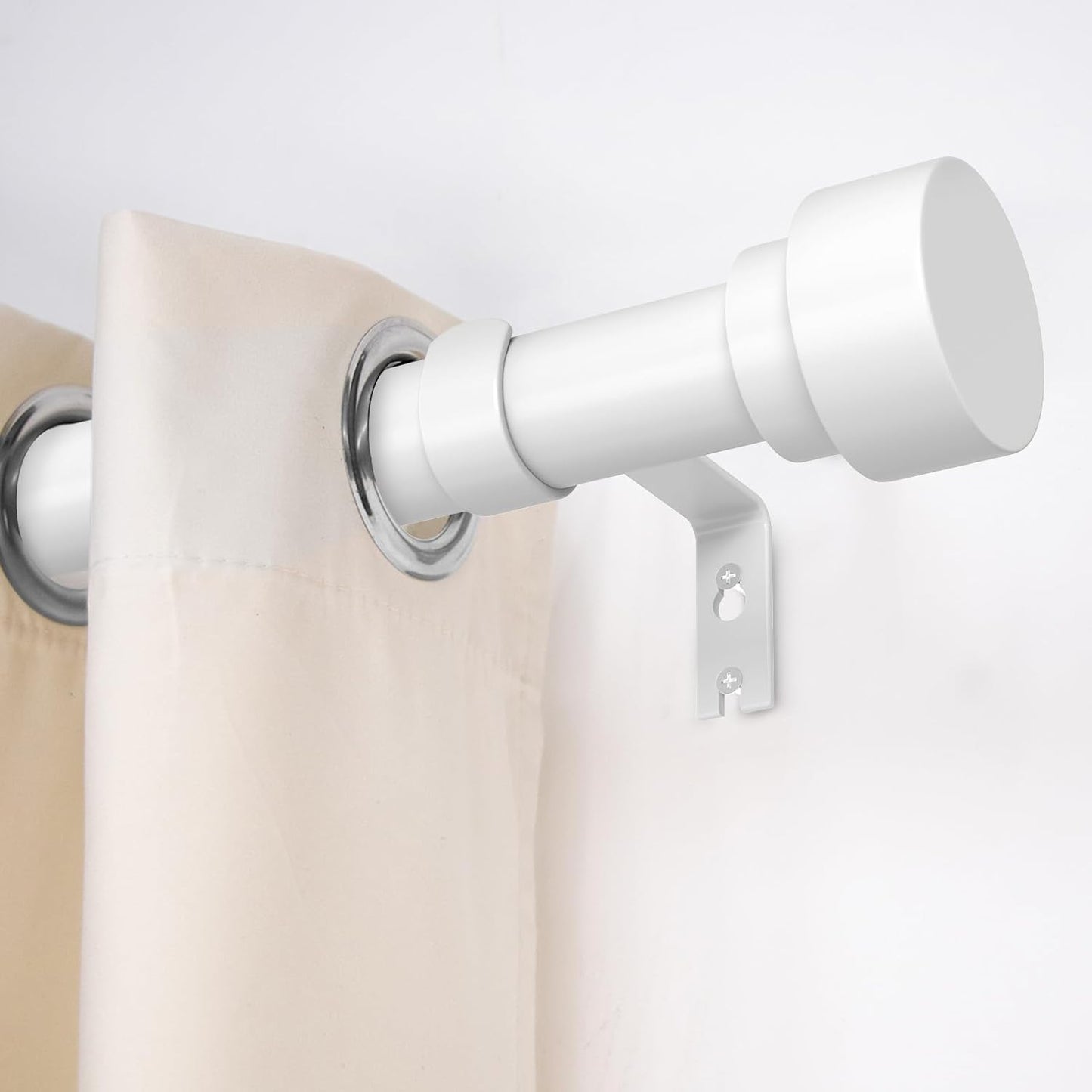 Curtain Rods for Windows 28 to 48, 1 Inch Adjustable White Heavy Duty Curtain Rod, Modern Style Indoor Outdoor Drapery Rods with End Caps, Size 32" - 60"