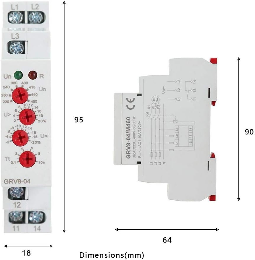 YWBL-WH GRV8-04 M460 Voltage Relay,3-Phase Voltage Monitoring Relay Phase Sequence Phase Failure