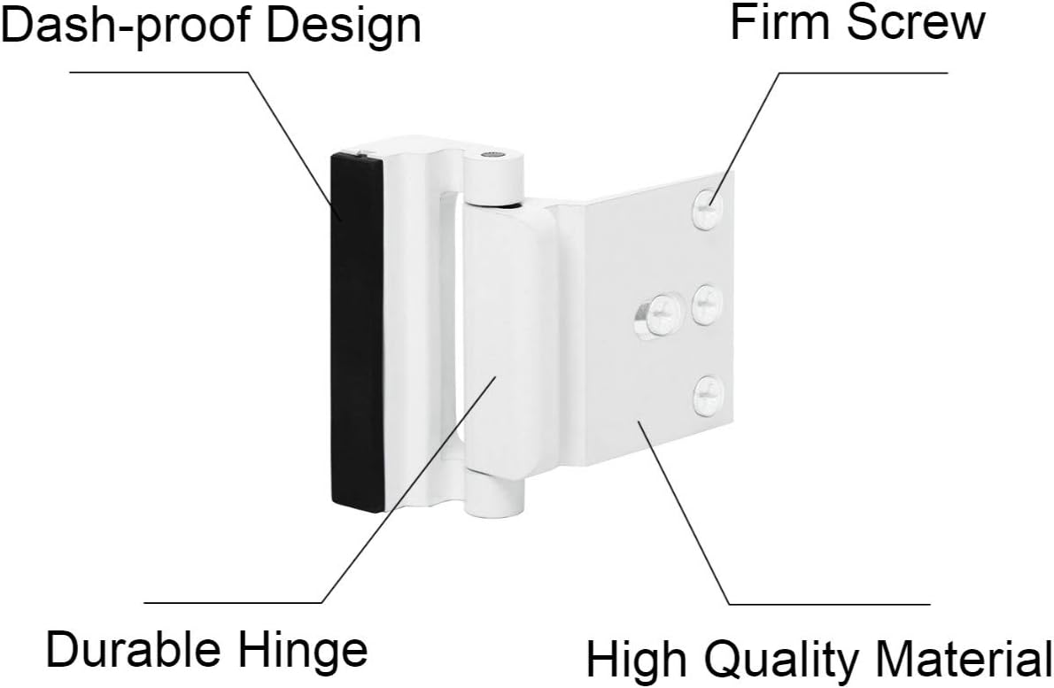 Door Reinforcement Lock with Screws, Add Extra Home Security Door Latch Safety Childproof Door Lock for Inward Swing Door Night Lock Withstand 800 Lbs (4 Pack)
