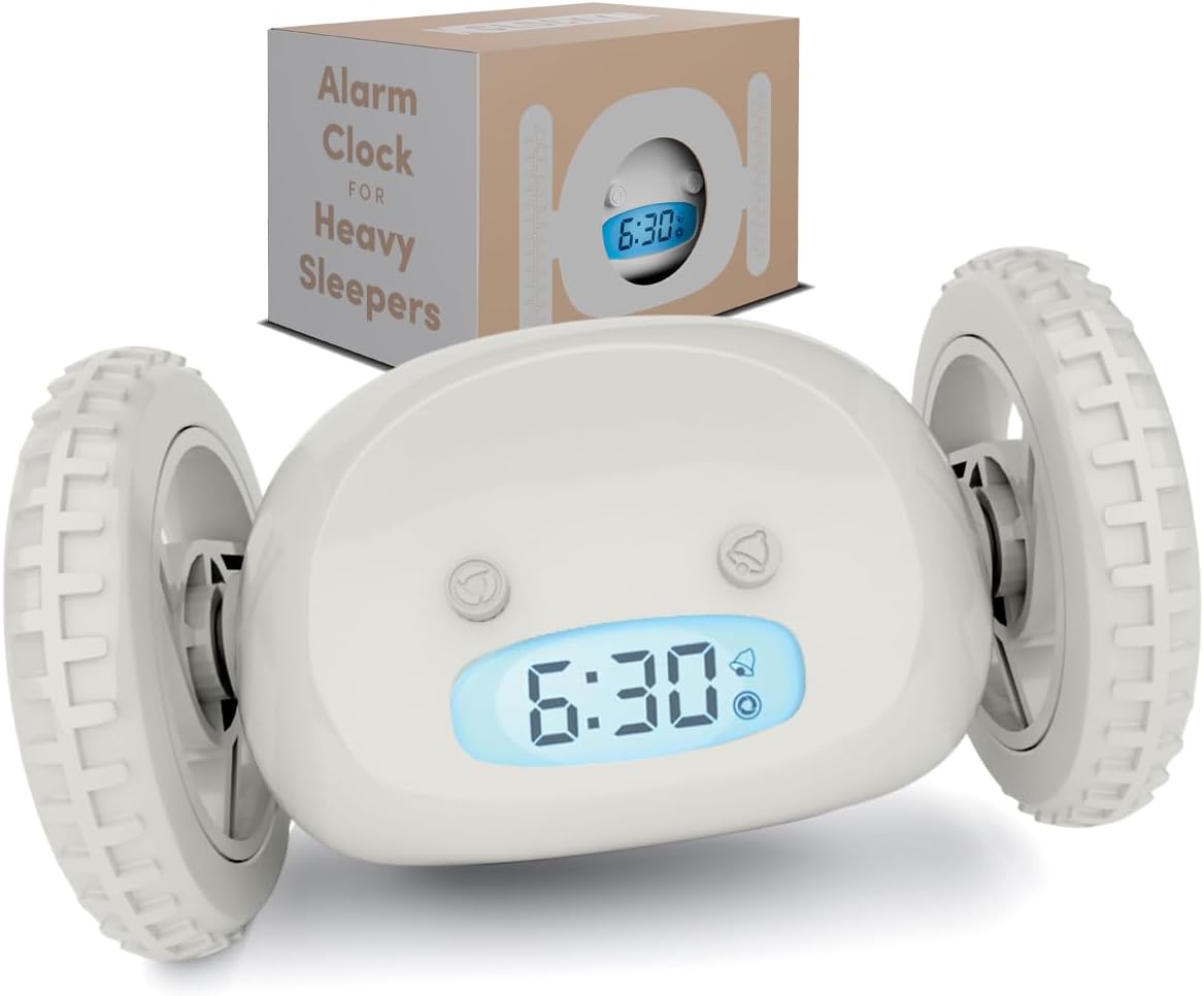 CLOCKY Extra Loud Alarm Clock for Heavy Sleepers on Wheels Rolls Runs Away Vibrating, Easy to Set Super Smart Snooze Digital Bed Shaker Alarm Clock Funny Gift for Adults Kids Teens Bedrooms (Mist)