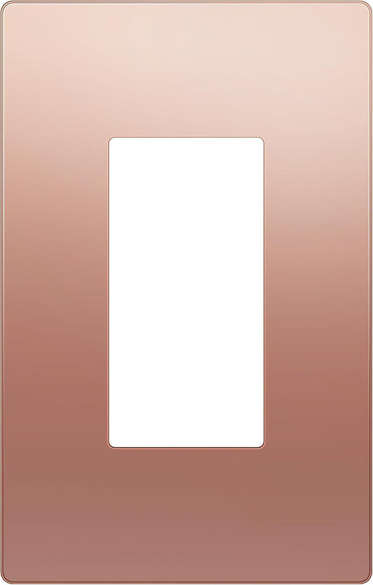 LIDER Decorator Metal Wall Plate, Temperature and Impact Resistant, 201 Stainless Steel, Screwless Cover, Modern Decoration Upgrade, Mid-Size 1-Gang 4.88" x 3.11", Polished Rose Gold, LSMWP-31M-PRG