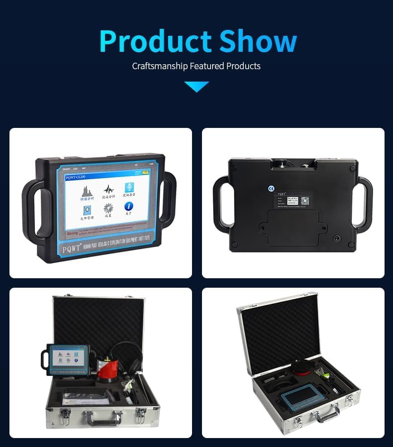 PQWT CL200 Water Leak Detectors for Home and Outside Wall Water Pipe Detector Acoustic Pipeline Leakage Detection Kit Professional Sensor Noise Reduce Headphone LCD Touchscreen Carry Case 2 Meters