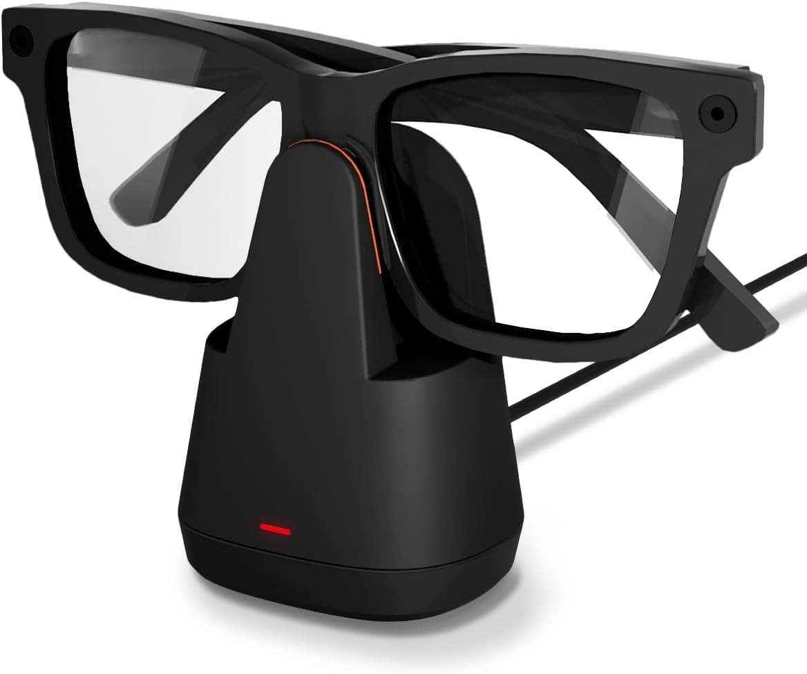 Doohoeek Charging Dock for Meta Ray-Ban Glasses, Scratch-Proof & Weighted Base Charging Station for Oakley Meta Glasses, AI Glasses Charger for Wayfarer, Skyler, Headliner & HSTN
