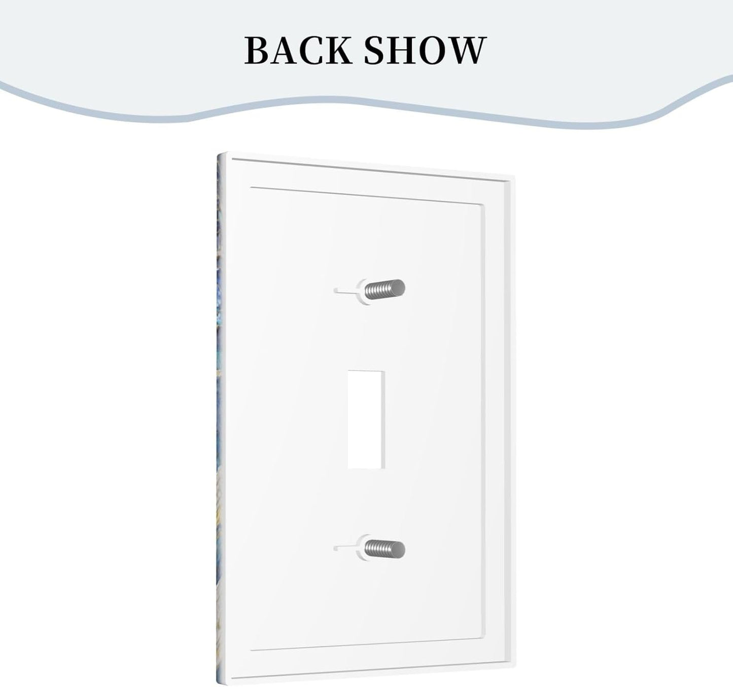 Decorative Light Switch Cover Plate Blue White Flower Gold Line Cloud 1 Gang Single Toggle Wall Plates for Electrical Outlet Covers Switch Plate Covers Faceplate for Bedroom Home Decor
