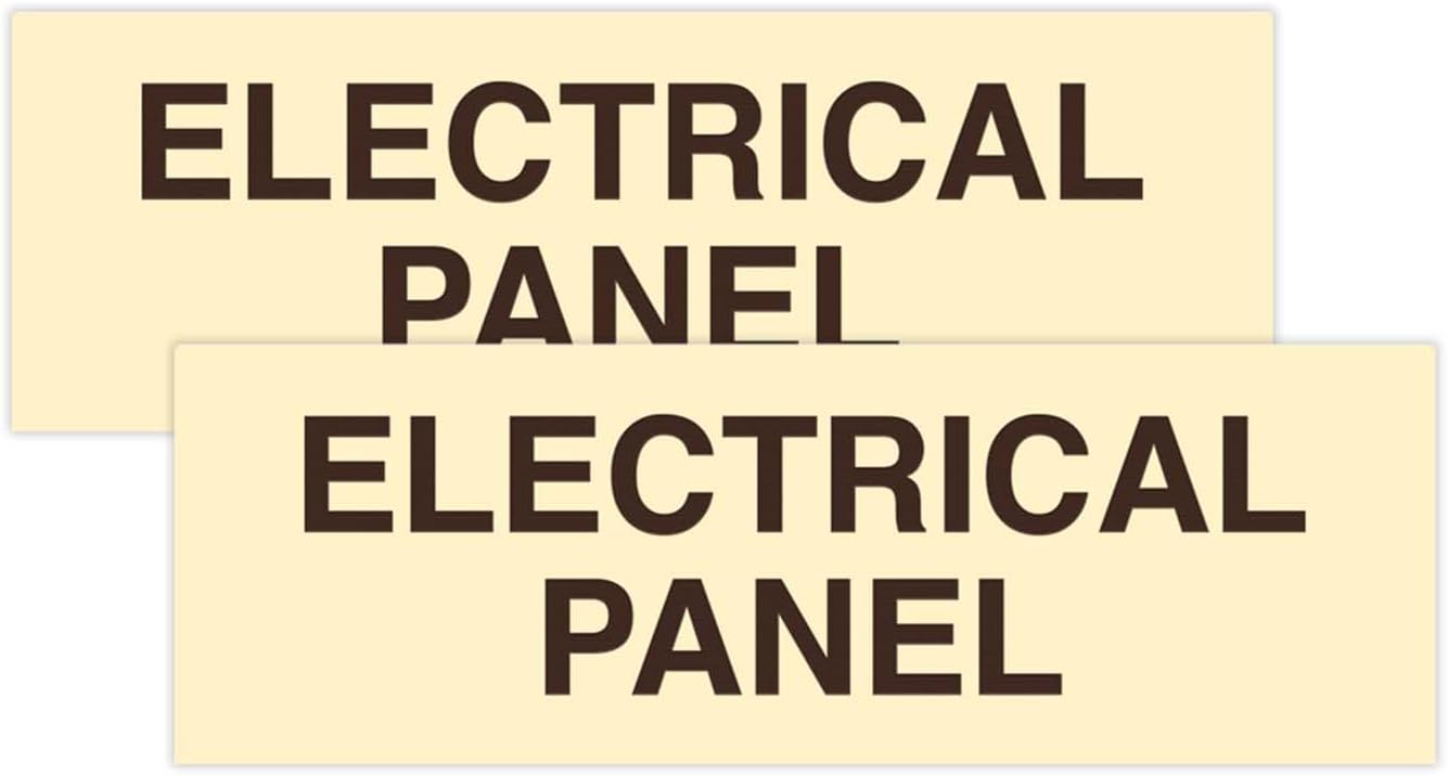 All Quality Basic Electrical Panel Sign - Fire Regulation Safety Compliance Sign - Ivory/Dark Brown - Large (2 Pack)
