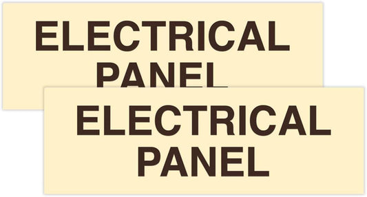 All Quality Basic Electrical Panel Sign - Fire Regulation Safety Compliance Sign - Ivory/Dark Brown - Large (2 Pack)