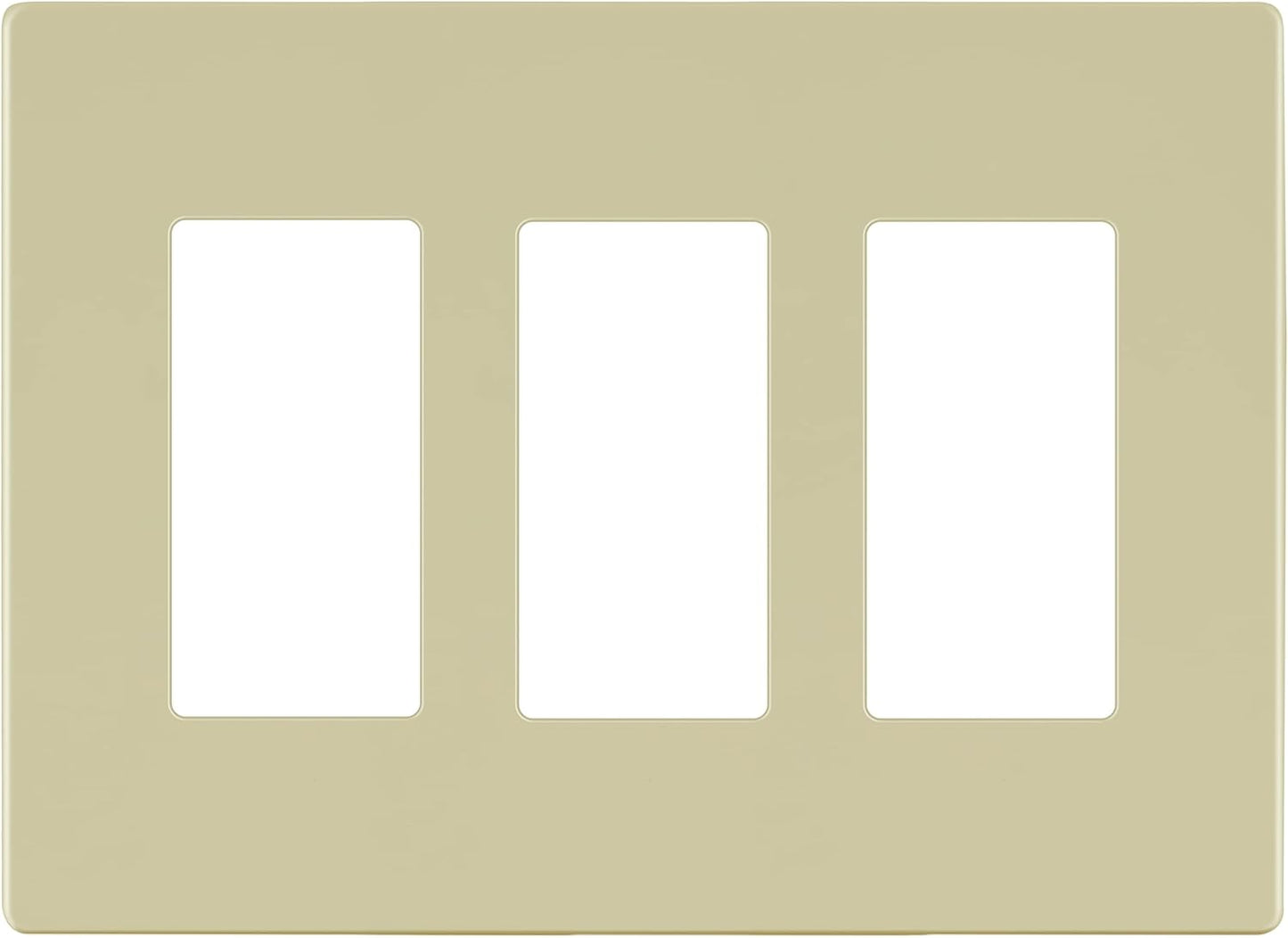 LIDER Matte Finish Decorator Switch Cover, Screwless Wall Plate, Mid-Size 3-Gang 4.88" x 6.77", Unbreakable Polycarbonate Thermoplastic, UL Listed, LSWP-33M-I, Ivory