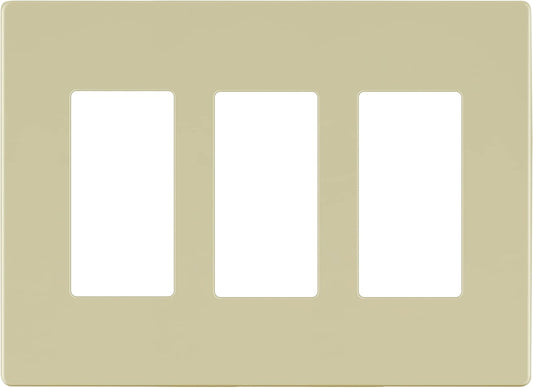 LIDER Matte Finish Decorator Switch Cover, Screwless Wall Plate, Mid-Size 3-Gang 4.88" x 6.77", Unbreakable Polycarbonate Thermoplastic, UL Listed, LSWP-33M-I, Ivory