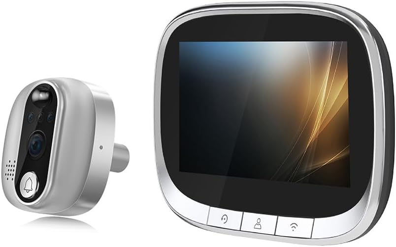 Smart Video Doorbell Camera, WiFi Door Peephole Camera with 4.3in Display Monitor, Tuya APP Wireless Digital Door Viewer, Integrated Doorbell and Night Vision, Rechargeable 3500Ah Battery